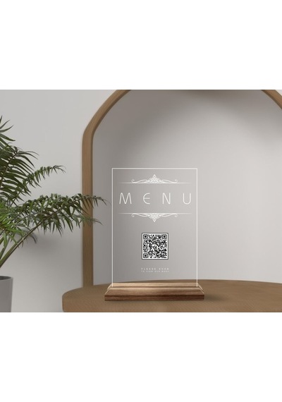 Bk Gift Restoran & Cafe & Barlara Özel Ahşap Standlı Pleksi Qr Kod Menü, Cafe&bar İçin Qr Kodlu Tabela, Qr Kodlu Masa Dekoru - 10 Adet-4