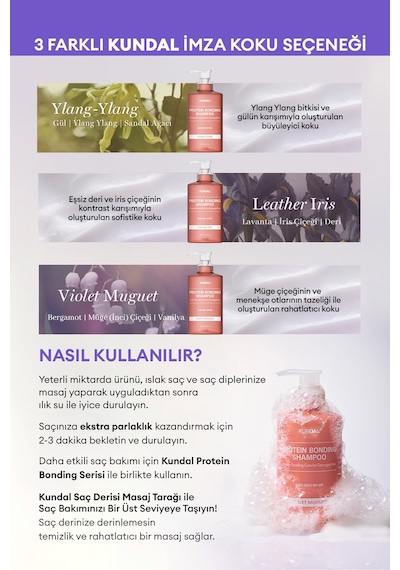 Kundal Leather Iris Protein Kompleksi İçeren Onarıcı Bakım Şampuanı 500 ML