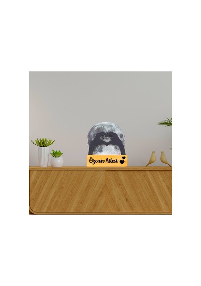 Led Işıklı Pleksi Dolunay Kişiselleştirilebilir Dekoratif Biblo Holly Kalp Anahtar Askılığı Gri - 737348111 Gri