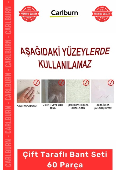 Nano Jel Şeffaf Süper Güçlü Yıkanabilir Tekrar Kullanılabilir Çift Taraflı Bant Seti 60 Parça