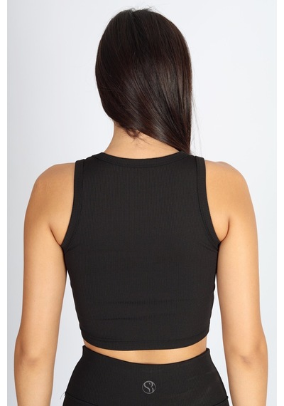 Soft&Basic Halter Yaka Esnek Kaşkorse Kumaş Siyah Atlet Siyah