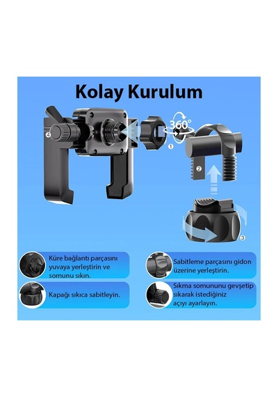 Cr07 Telefon Tutucu Cross Arazi Sürüşleri İçin Motor Motosiklet Dağ Bisikleti Gidon Montajlı Kilit Mekanzimalı Siyah