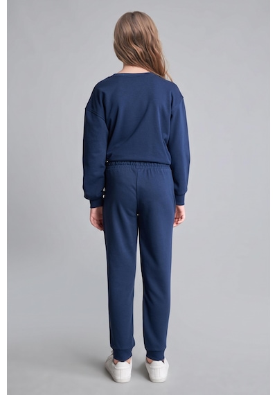 Defacto Jogger Fıt Esnek Belli Cepli Eşofman Altı Kız Çocuk Y1226a626aunv241 Lacivert-nv241