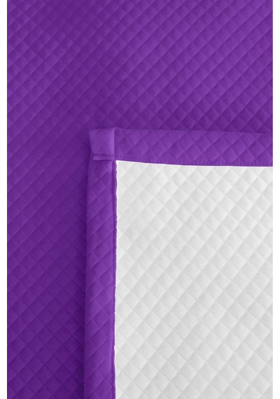 Mor Kapitone Genç Odası Tek Kişilik Pike Takımı - Düz Renk Modern 160x220 Cm Kapitone Yatak Örtüsü Perde Örtü Akışı