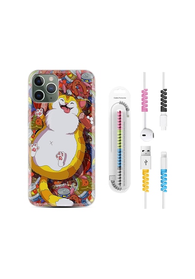 Apple Uyumlu iPhone 12 Pro Max Kılıf Kablo Koruyuculu Tombul Kedi 1739