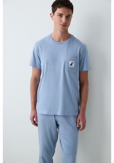 Penti Erkek Bird Mavi Pantolon Pijama Takımı Bl11