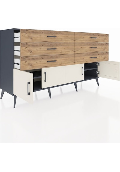 Hyperion Konsol 2 Raflı 6 Çekmeceli 4 Kapaklı 176x44x99 Antrasit- Antrasit-aytaşı/çam Hyperion Konsol 2 Raflı 6 Çekmeceli 4 Kapaklı 176x44x99 Antrasit- Antrasit-aytaşı/çam
