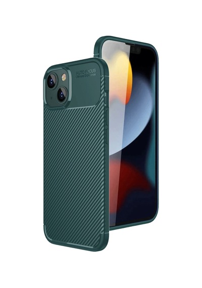 İphone 15 Kılıf Auto Focus Karbon Kapak - Yeşil Çok Renkli Diğer
