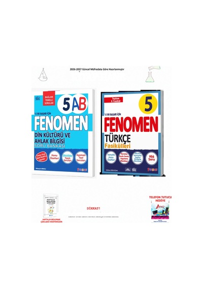Fenomen 5. Sınıf Din A-b Sb + Türkçe Fasikülleri 2 Kitap Seti