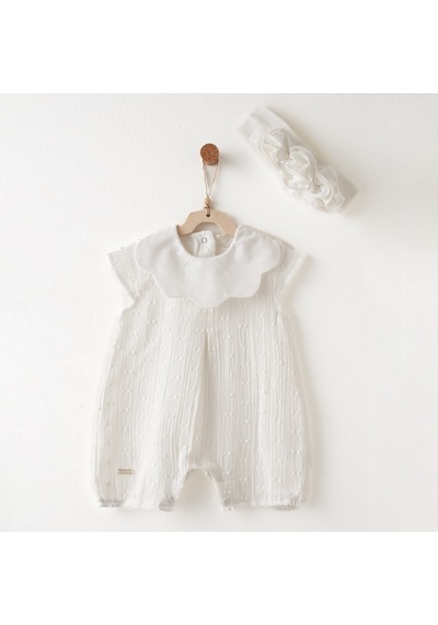 Andywawa Kız Bebek Baby Chic Bandanalı Romper Tulum Ac26641 Ekru