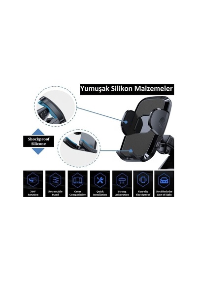 Hb-39 Premium Telefon Tutucu Araç İçi Telefon Tutucu Ayarlanabilir Cam Ve Torpido Için Yüksek Kalite Tutucu Araba 2 Mixed