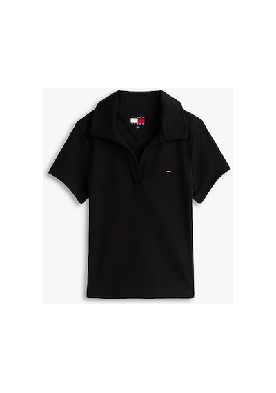Tommy Hilfiger Kadın Tjw Slim Rib Polo T-shirt-16412 Siyah