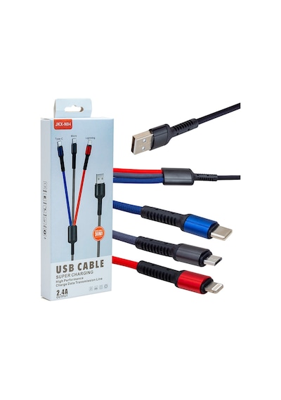 Powermaster Jkx-44 Usb To Mıcro Usb Type-c Lıghtnıng 3'lü 2.4 Amper Sarj Kablosu