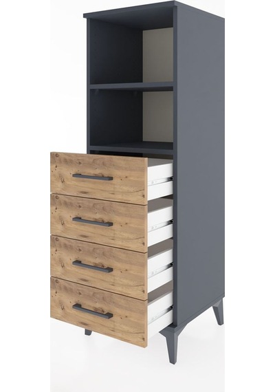 Hyperion Dolap 2 Raflı 4 Çekmeceli 44x44x134 Antrasit-çam Antrasit