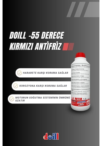 55 / -56 Derece Hazır Karışım 1.5 Litre Kırmızı Organik Antifriz - G12 Üretim Yılı: 2026 Diğer