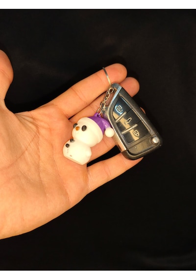 Mini Kardan Adam Anahtarlık Şık Minik Model Beyaz