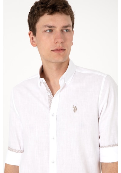 U.s. Polo Assn. Erkek Beyaz Gömlek Desenli 50300200-vr013 Beyaz