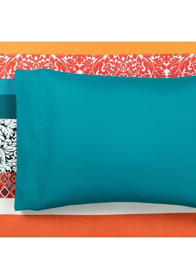 Boho Çizgili Yumuşak Çarşaf 6 Parça Set, Kraliçe, Turkuaz Ve Mandalina Çok Renkli