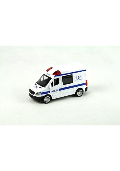 Vardem Sesli Işıklı 14 CM Çek Bırak Metal Polis Arabası