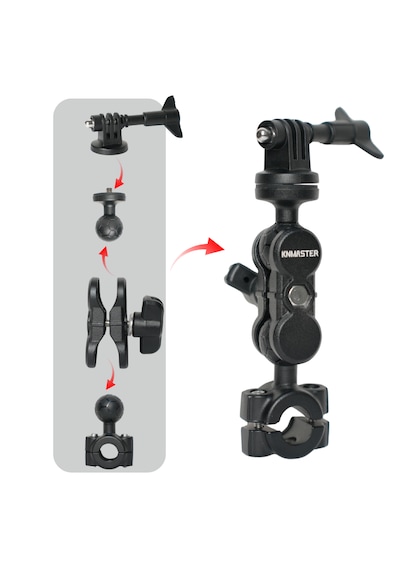 Knmaster Mc130 360 Ayarlanabilir Motosiklet Ayna Demir Bağlantılı Aksiyon Kamera Aparatı Siyah
