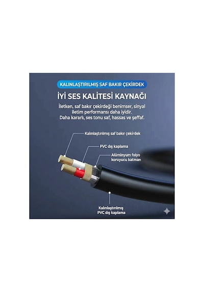 3.5mm To 2 X 6.35mm Jak Jack Y Kablo - 5mtr Amfi Hoparlör Ses Kartı Kablosu Stereo To Dual Mono