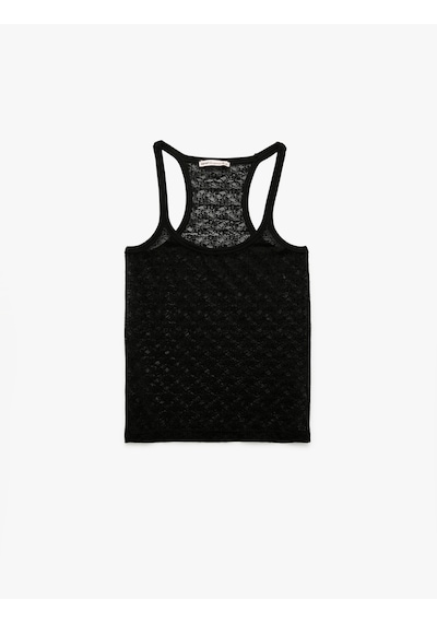 Koton Rahat Kalıp Yarı Transparan U Yaka Dantel Atlet Pijama Üstü Siyah 6wlk90022mk Siyah