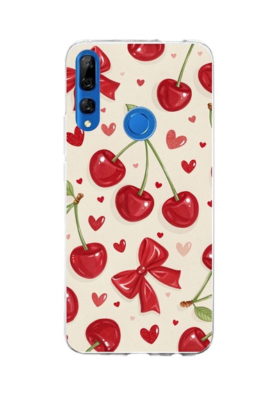 Huawei Y9 Prime 2019 Uyumlu İraz, Kırmızı Kurdele Ve Kalp Baskılı Silikon Kılıf Renkli