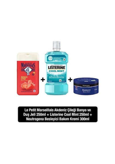 Le Petit Marseillais Akdeniz Çileği Duş Jeli 250 ML+Listerin Gargara 250 ML+Neutrogena Krem 30 ML