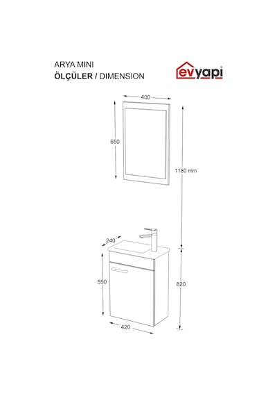 Biani Fix Arya Mini 42 Cm Banyo Dolabı,Seramik Lavabolu, Aynalı,Lavabo Dahil,Mdf,Mat Beyaz Biani Fix Arya Mini 42 Cm Banyo Dolabı,Seramik Lavabolu, Aynalı,Lavabo Dahil,Mdf,Mat Beyaz