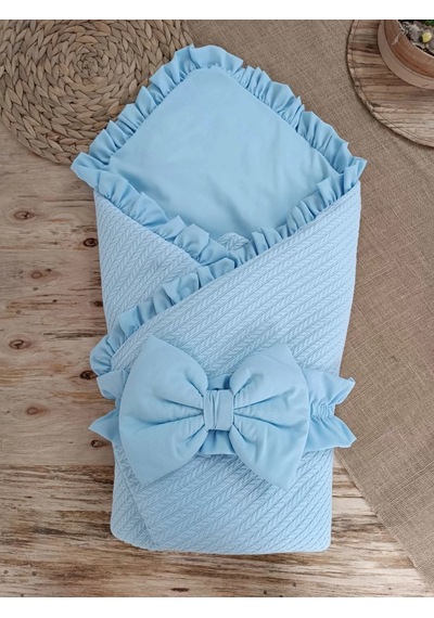 Yenidoğan Tericotton Kumaş Multi Mevsimlik Bebek Battaniyesi Kundak Mavi Çok Renkli