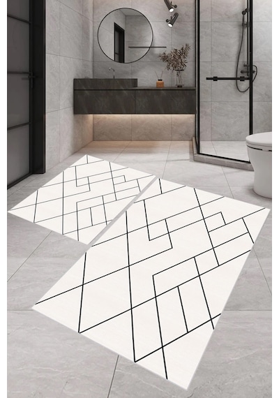 Eliana Home Dijital Baskı 2'li Banyo Paspas Takımı Lna5-0687 100x60 Ve 60x50 Cm Krem