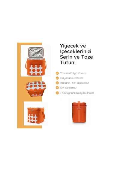 Termal Çanta 18 Lt Plaj Ve Piknik İçin Soğuk Tutan Buzluk Çanta-321 Turuncu
