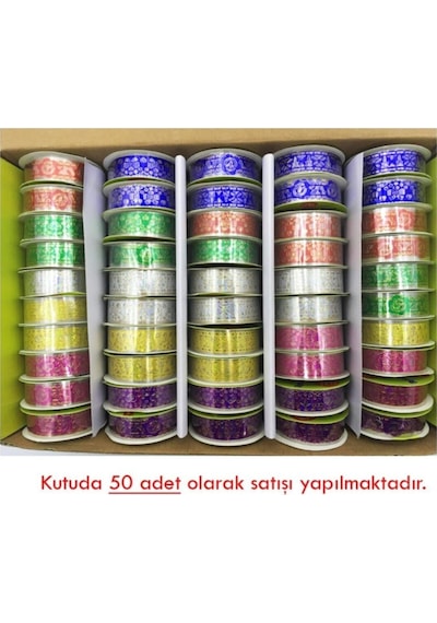 Bu-bu Renkli Oyalı Bant 50'li Çok Renkli