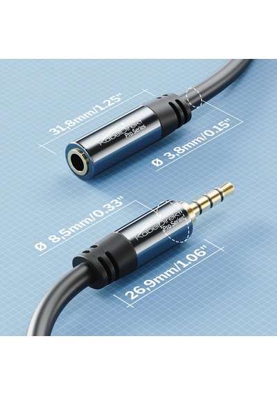 Kırılmaz Metal Gövdeli Kulaklık 3,5mm Uzatma Kablosu 2m