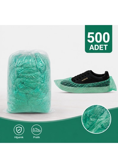 Yeşil Galoş 500 Adet Tek Kullanımlık Ayakkabı Galoşu Hijyenik Koruyucu Galoş