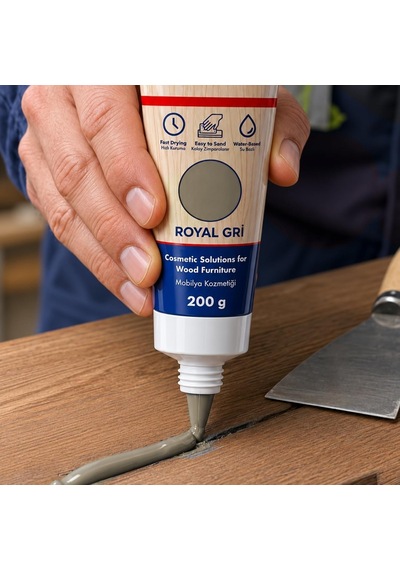 Ahşap Parke Duvar Tamir Macunu Royal Gri Mobilya Dolgu Çatlak Giderici 200 Gr Kullanıma Hazır