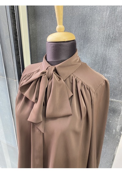 Pera Moda Pile Detaylı Parisfular Yaka Gömlek Kahve