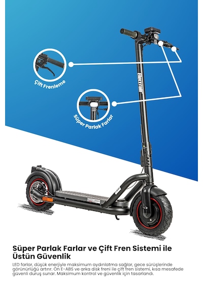 Electroll N65 Elektrikli Scooter 1200 Watt Yenilikçi Teknoloji, Zarif Tasarım, Üstün Konfor, Güvenli Sürüş Siyah