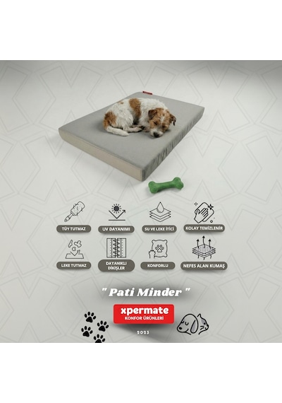 Xpermate Büyük Irk Köpek Yatağı Fermuarlı Yıkanabilir Su İtici Evcil Hayvan Yatağı Pati Minder 60 x 80 CM