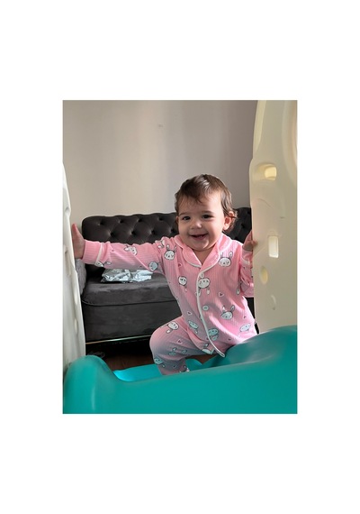 Babysena Tavşan Baskılı Kız Bebek Pijama Takımı Pembe