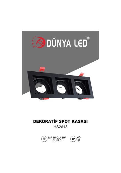 Hs.2613 Pluton Kasa Üçlü Siyah Renk Kare Boş Kasa Montajı Kolay(550116049)