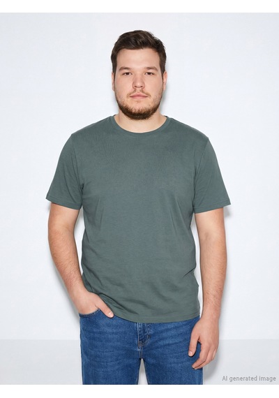 Lcwaıkıkı Classic Yeşil %100 Pamuk Regular Fit Basic Tişört