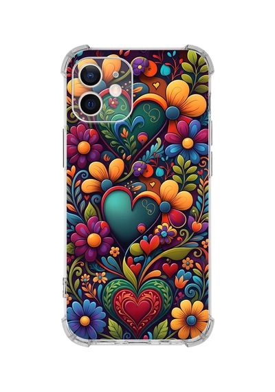 Printify Apple İphone 12 Mini İle Uyumlu Düşlerin Dansı Serisi Çiçeklerin Dansı Tasarımlı Uv Baskılı Köşe Korumalı Antişok Kılıf Şeffaf