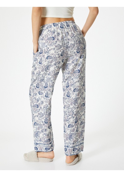 Koton Çiçekli Pijama Altı Beli Lastikli Lacivert Desenli 4slk50031mw Lacivert
