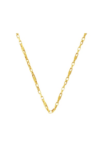 14 Ayar Altın Geometrik Tasarım Unisex Zincir Kolye 50 Cm. Sarı Altın