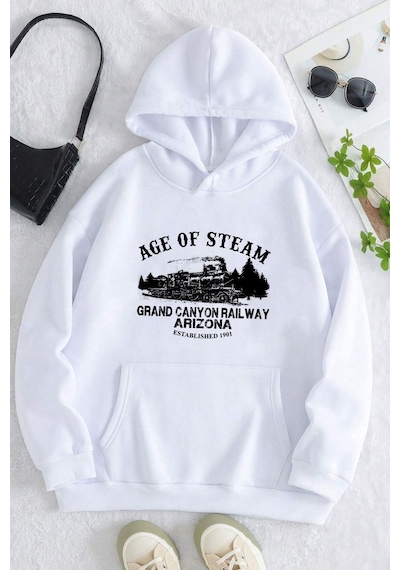 Uyguntarz Age Of Steam Baskılı Sweatshirt beyaz