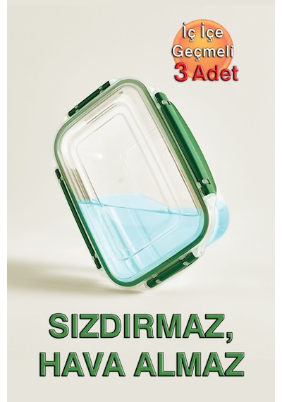 Lock&fresh Master Dikdörtgen Saklama Kabı 565,975,1675 Ml Üçlü Set Sarı