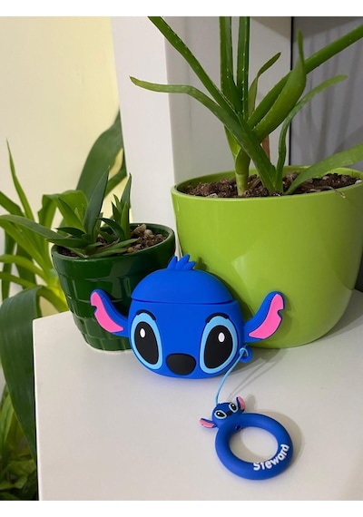 Apple Uyumlu iPhone 1/2. Nesil  Koruyucu Bluetooth Kulaklık Kılıfı Cute Stitch Figürlü Cute Stitch Airpods 1/2. Nesil