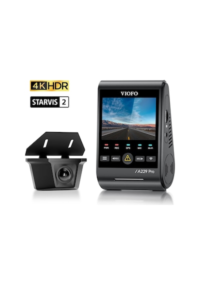 Viofo A229 Pro W 2 Kameralı Ön+arka Su Geçirmez 4k+2k Sony Starvıs 2 Sensör Gps'li Araç Kamerası