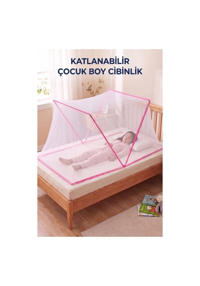 Katlanabilir Cibinlik Çocuk Boy Pembe 125 X 65 X 65